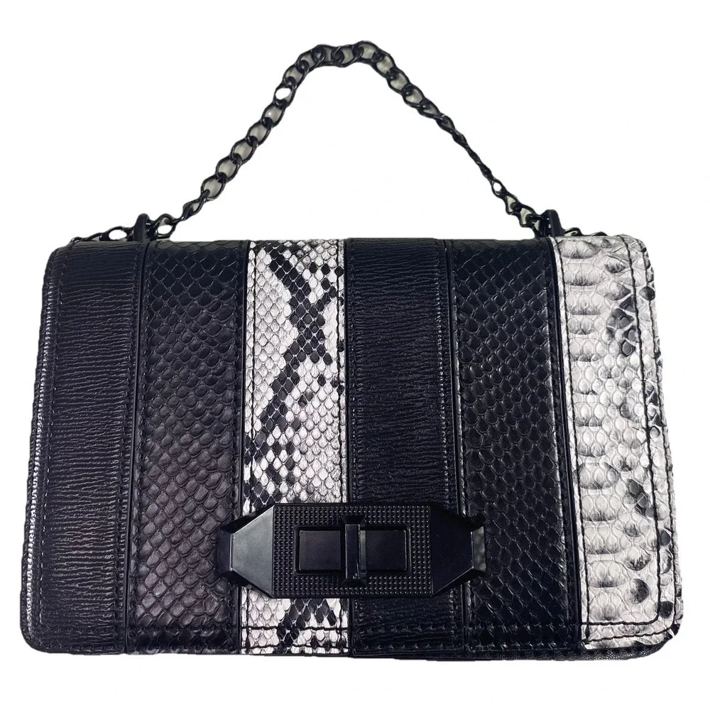Aldo Crossbody‎ Women's Purse Black& White Animal Print Chain-strap 8x6x2